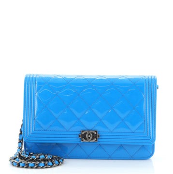 Chanel Boy Wallet on Chain Quilted Patent