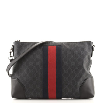 Gucci Web Zip Flat Messenger GG Coated Canvas Medium