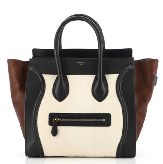 Celine Tricolor Luggage Bag Pony Hair and Leather Mini