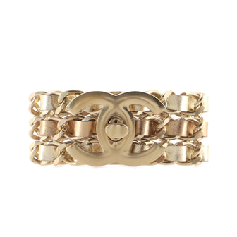 Chanel CC Double Chain Bracelet Metal and Leather