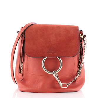 Chloe Faye Backpack Leather and Suede Small