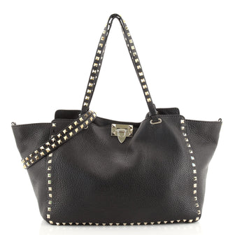 Valentino Rockstud Tote Pebbled Leather Medium