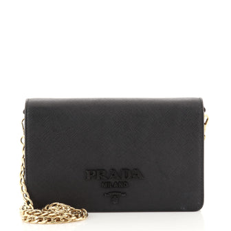 Prada Monochrome Chain Flap Bag Saffiano Leather Small