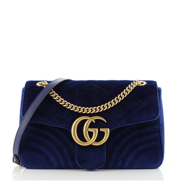 Gucci GG Marmont Flap Bag Matelasse Velvet Medium