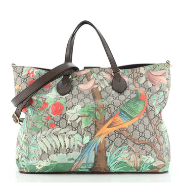 Gucci Convertible Soft Tote Tian Print GG Coated Canvas Medium