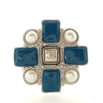 Chanel CC Cluster Brooch Metal with Resin and Faux Pearl