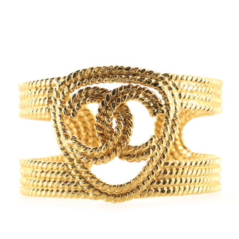 Chanel Vintage Open CC Rope Cuff Bracelet Metal