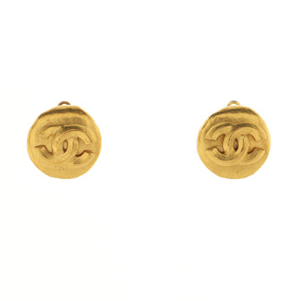 Chanel Vintage CC Round Clip-On Earrings Metal Small