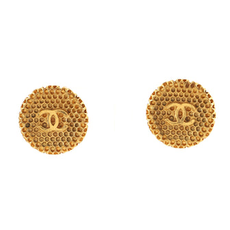 Chanel Vintage CC Honeycomb Clip-On Earrings Metal