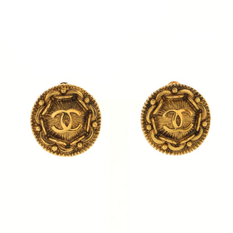 Chanel Vintage Chain Around Radial CC Clip-on Earrings Metal