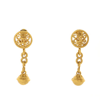 Chanel Vintage CC Chain Drop Bell Clip-On Earrings Metal