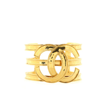 Chanel Vintage Open CC Cut-Out Cuff Bracelet Metal Wide