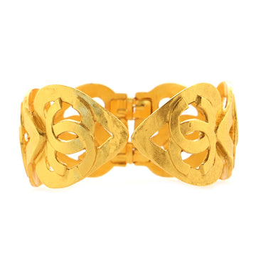 Chanel Vintage CC Heart Bracelet Metal Wide