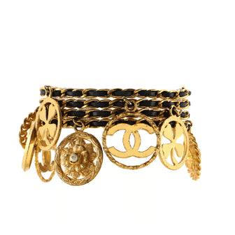 Chanel Vintage Icon Charms Multichain Bracelet Metal with Leather