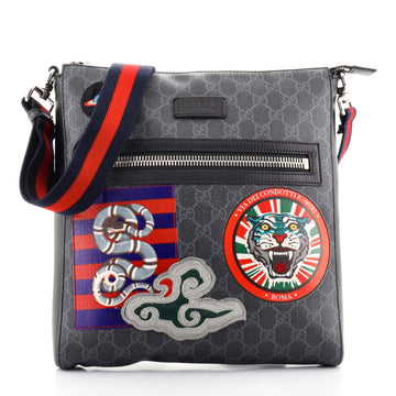 Gucci Night Courrier Zip Messenger GG Coated Canvas with Applique Medium