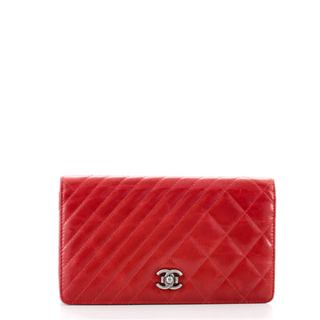 Chanel Coco Boy Flap Wallet Quilted Aged Calfskin Long