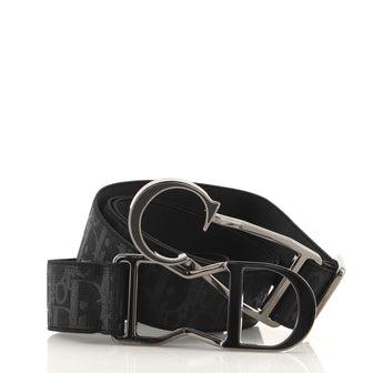 Christian Dior CD Buckle Belt Metal with Oblique Printed Elastic