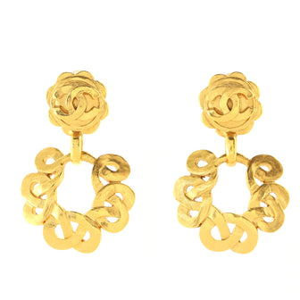 Chanel Vintage Spiral CC Cut-Out Drop Clip-On Earrings Metal