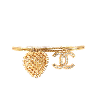 Chanel Perforated Heart CC Bracelet Crystal Embellished Metal