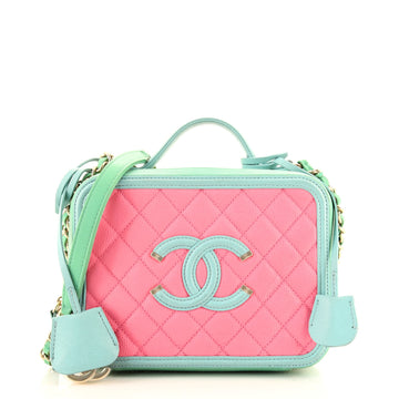 Chanel Filigree Vanity Case Quilted Caviar Medium