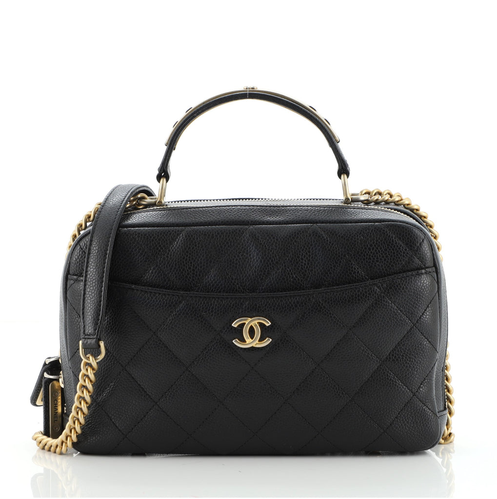 Chanel Carry Around Bowling Bag Quilted Caviar Small Black 853621