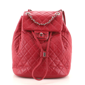 Chanel Covered CC Flap Drawstring Backpack Quilted Lambskin Small