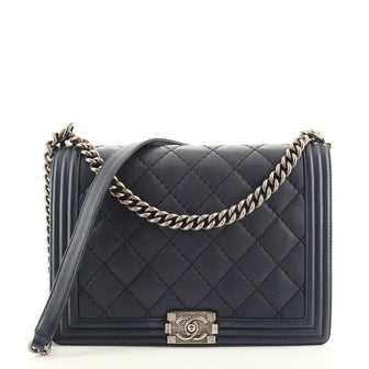 Chanel Stitch Boy Flap Bag Quilted Calfskin Large