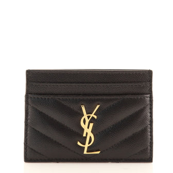 Saint Laurent Classic Monogram Card Holder Matelasse Chevron Leather
