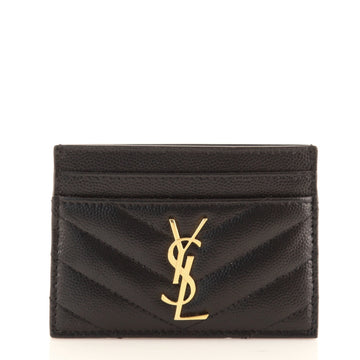 Saint Laurent Classic Monogram Card Holder Matelasse Chevron Leather