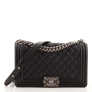 Chanel Boy Flap Bag Quilted Lambskin Old Medium