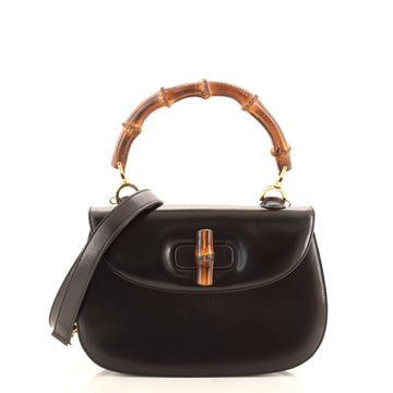 Gucci Vintage Convertible Bamboo Top Handle Bag Leather Medium