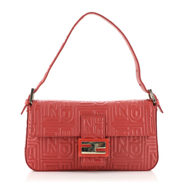 Fendi Baguette Logo Embossed Leather Small