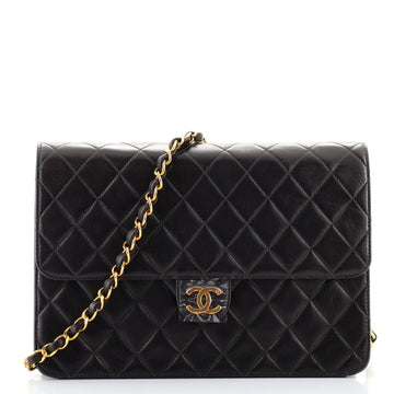 Chanel Vintage Clutch with Chain Quilted Leather Medium