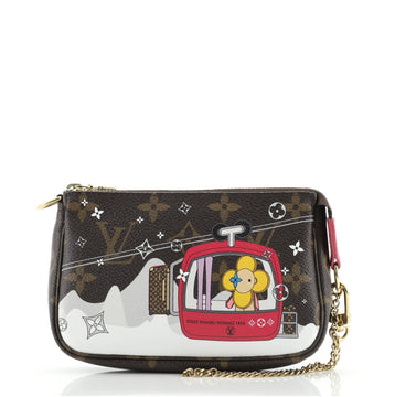 Louis Vuitton Pochette Accessoires Limited Edition Vivienne Xmas Monogram Canvas Mini