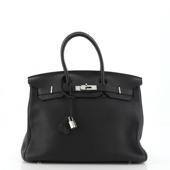 Hermes Birkin Handbag Black Togo with Palladium Hardware 35