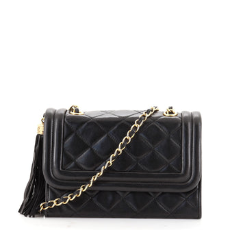 Chanel Vintage Tassel Flap Bag Quilted Lambskin Mini
