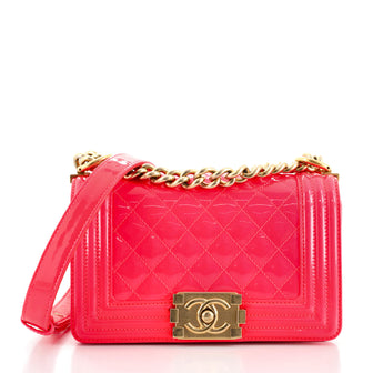 Chanel Boy Flap Bag Quilted Patent Small