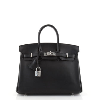 Hermes Birkin Handbag Black Swift with Palladium Hardware 25