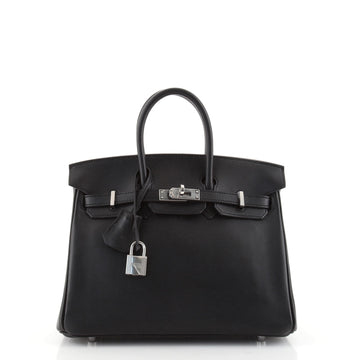 Hermes Birkin Handbag Black Swift with Palladium Hardware 25