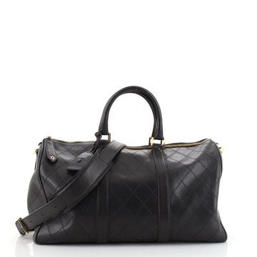 Chanel Vintage Diamond Stitch Boston Bag Quilted Lambskin Large