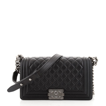 Chanel Boy Flap Bag Quilted Lambskin Old Medium