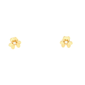 Van Cleef & Arpels Frivole Stud Earrings 18K Yellow Gold with Diamonds Mini