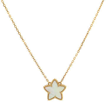 Van Cleef & Arpels Lucky Alhambra Star Pendant Necklace 18K Yellow Gold and Mother of Pearl