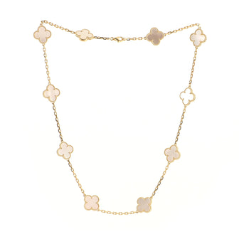 Van Cleef & Arpels Vintage Alhambra 10 Motifs Necklace 18K Yellow Gold and Mother of Pearl