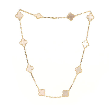 Van Cleef & Arpels Vintage Alhambra 10 Motifs Necklace 18K Yellow Gold and Mother of Pearl