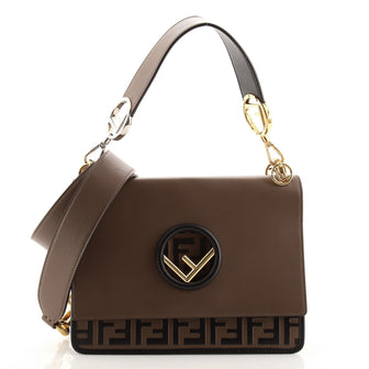 Fendi Kan I F Shoulder Bag Leather with Zucca Embossed Detail Medium