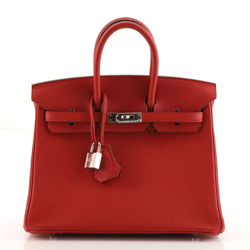 Hermes Birkin Handbag Red Togo with Palladium Hardware 25