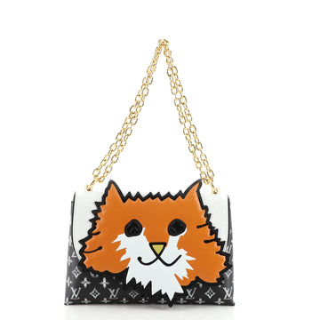 Louis Vuitton Orange Cat Shoulder Bag Limited Edition Grace Coddington Epi Leather and Catogram Canvas