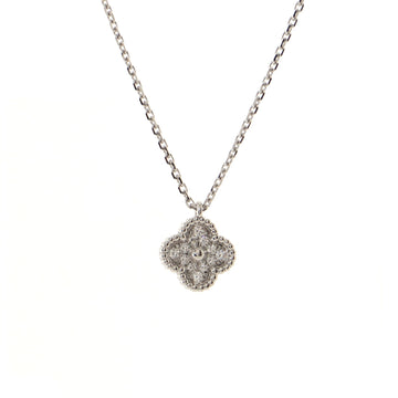 Van Cleef & Arpels Sweet Alhambra Pendant Necklace 18K White Gold with Diamonds