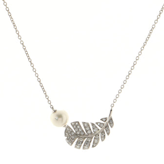 Chanel Plume De Chanel Pendant Necklace 18K White Gold and Diamonds with Pearl